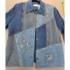 Alfred Dunner Jacket 16 Patchwork Embroidered Grandmacore Floral Cottage Stunner